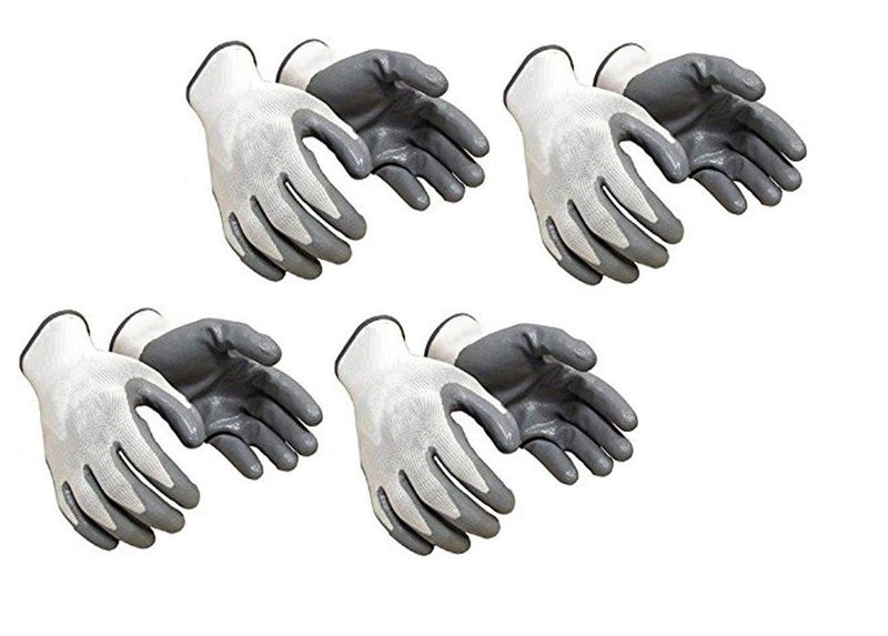 DMC Nylon Industrial Home Cut Resistant Safety Hand Gloves 4 Pairs White Grey - Image 1