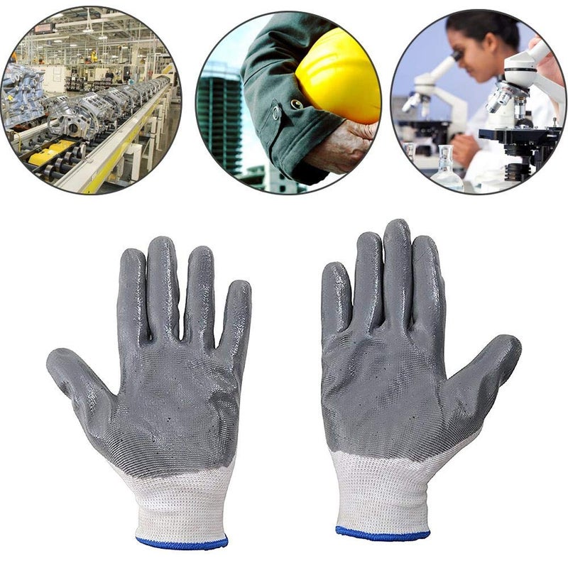 DMC Nylon Industrial Home Cut Resistant Safety Hand Gloves 4 Pairs White Grey - Image 5