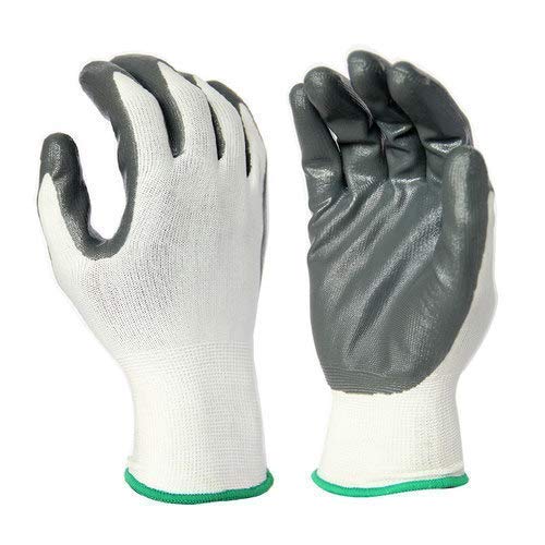 DMC Nylon Industrial Home Cut Resistant Safety Hand Gloves 4 Pairs White Grey - Image 4