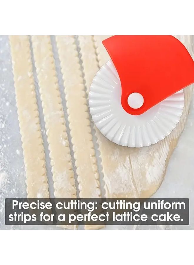 2pcs White Red Multifunctional Pastry Roller Cutter Baking Tool Pizza Croissant Edge Wheel Manual Embossing - Image 4