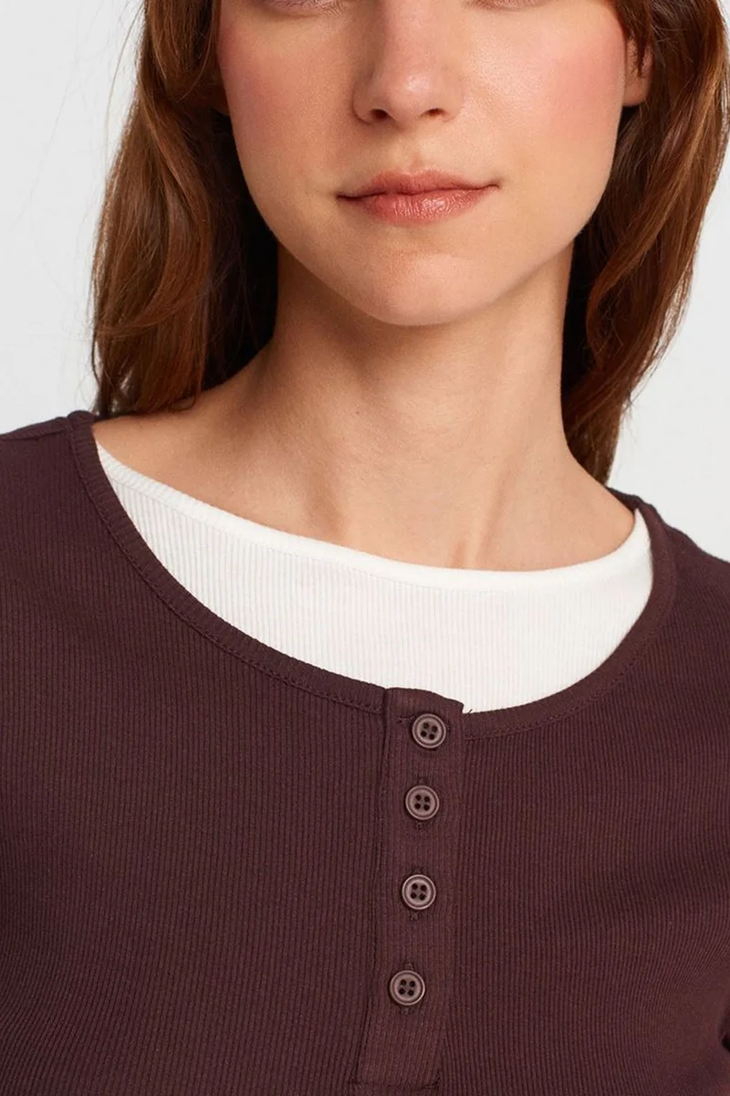 Dilvin Burgundy Red DILVIN Women's Cotton Slim Fit Crew Neck T-Shirt for Women | Best Price UAE