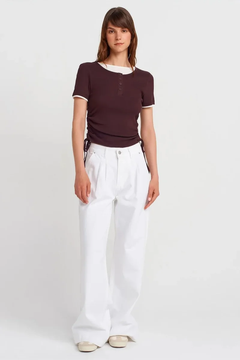 Dilvin Burgundy Red DILVIN Women's Cotton Slim Fit Crew Neck T-Shirt for Women | Best Price UAE