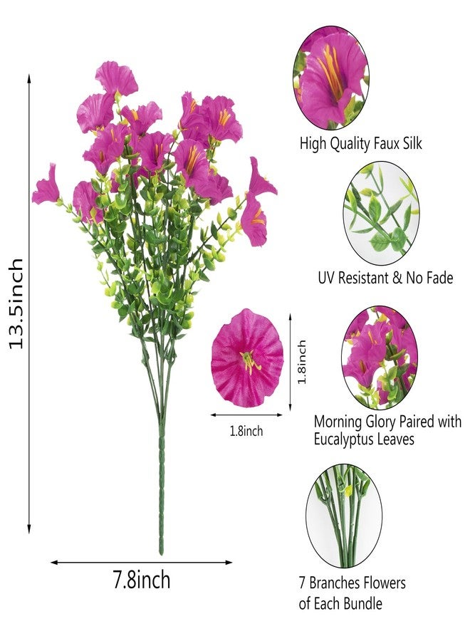 BSGlobal 12 Bundles Artificial Flowers for Outdoors Decoration, Fake Silk Morning Glory Flowers UV Resistant Faux Eucalyptus Plants for Home Garden Balcony Yard Porch(Mix) - Image 3