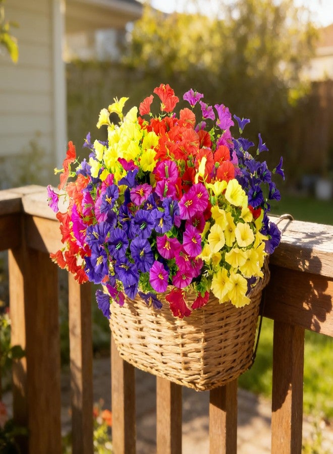 BSGlobal 12 Bundles Artificial Flowers for Outdoors Decoration, Fake Silk Morning Glory Flowers UV Resistant Faux Eucalyptus Plants for Home Garden Balcony Yard Porch(Mix) - Image 4