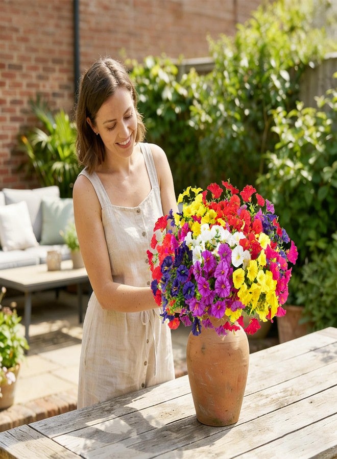 BSGlobal 12 Bundles Artificial Flowers for Outdoors Decoration, Fake Silk Morning Glory Flowers UV Resistant Faux Eucalyptus Plants for Home Garden Balcony Yard Porch(Mix) - Image 5