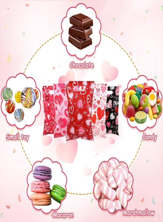 Pickmesh 150 Pcs Valentines Day Plastic Bags Bulk Valentine Candy Cellophane Bags with Handles for Gift Exchange Heart Goodie Treat Handbags for Sweet Day Birthday Party Favor Supplies (Fashion) - Image 4