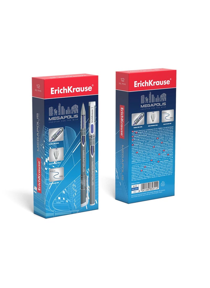 ErichKrause Gel ink pen MEGAPOLIS Gel Stick 0.5, ink color: blue (box 12 pcs.) - Image 3