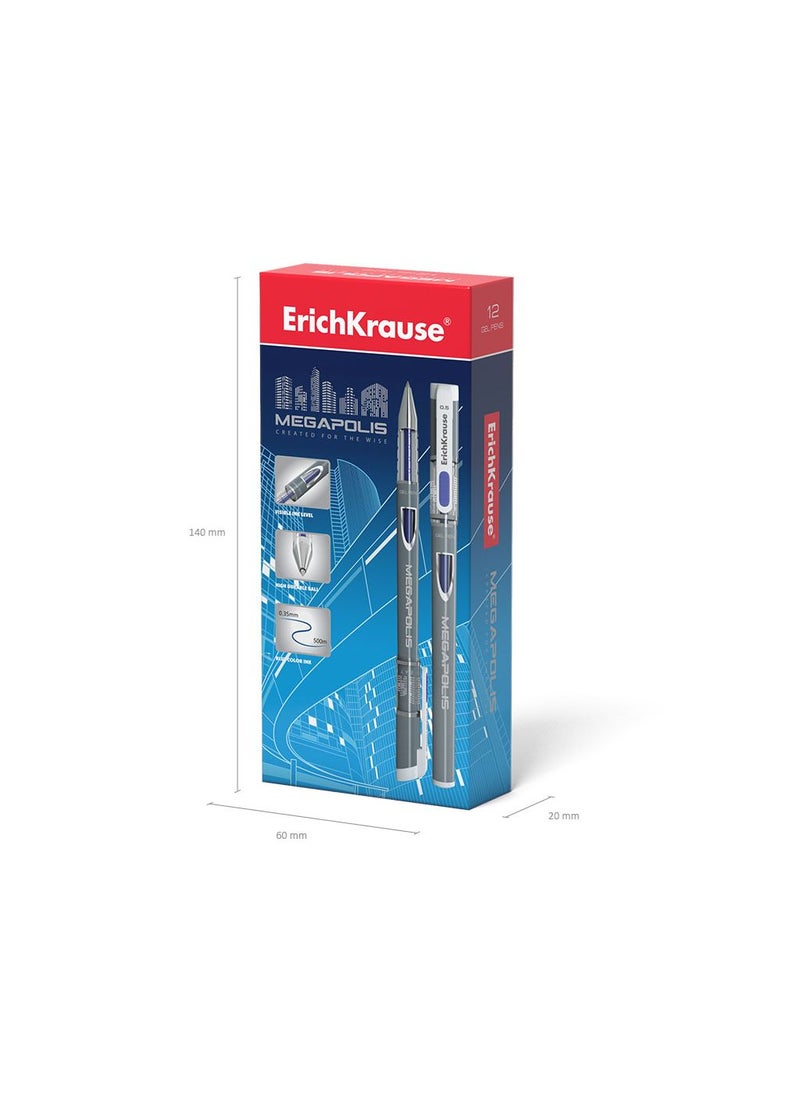 ErichKrause Gel ink pen MEGAPOLIS Gel Stick 0.5, ink color: blue (box 12 pcs.) - Image 5