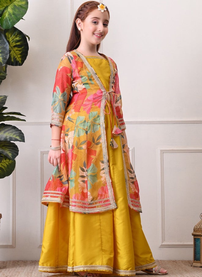 Indi-Loom Couture Girls Floral Lehenga Choli with Dupatta - Image 3