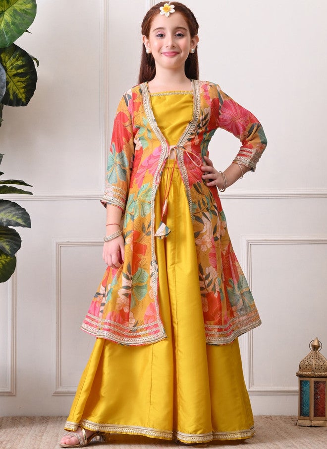 Indi-Loom Couture Girls Floral Lehenga Choli with Dupatta - Image 1