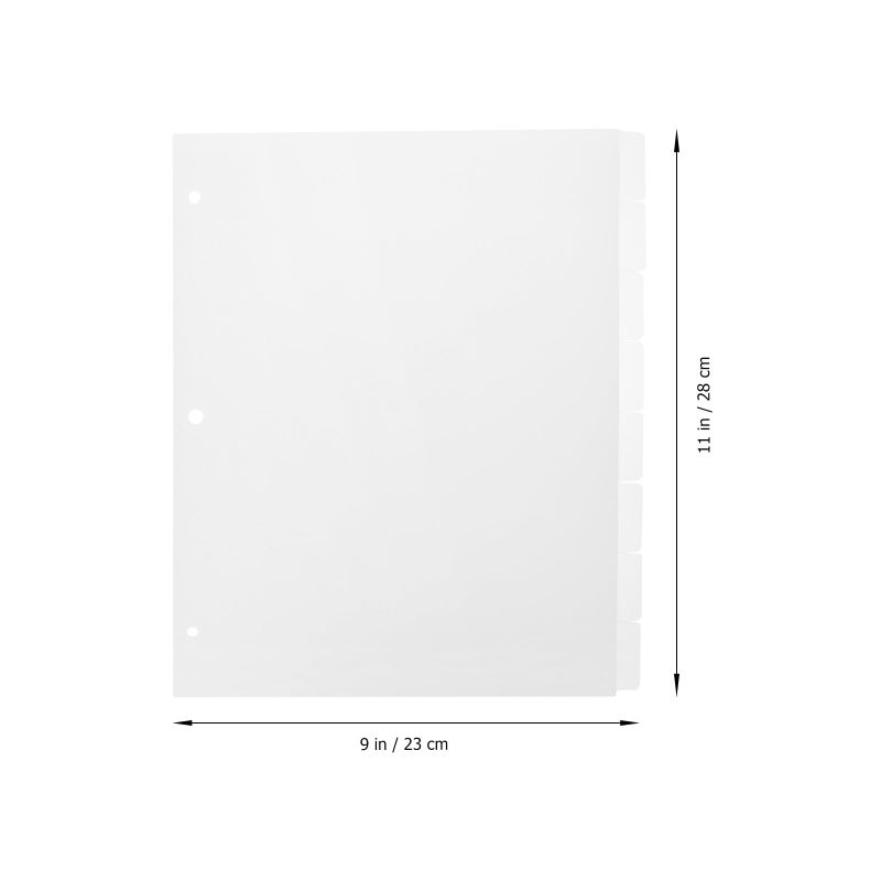 Frosted Tab Plastic Binder Dividers 3 Ring Punched Index Refills for School Office - Image 3