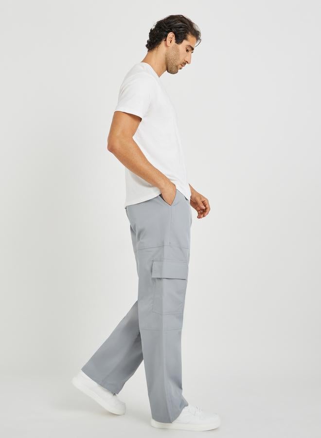 ستايلي بنطلون رياضي رجالي رمادي واسع بجيوب بسحاب - Image 2