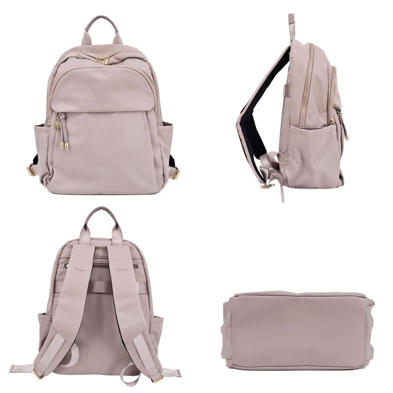 M-ioi-M Medium Backpack Purse for Women, Fashion Nylon Daypack with Gold Hardware, Lightweight Water-Resistant Rucksack for College, Work, Travel, Everyday Use, Fits 13â€“14" Laptop(Misty Mauve,Medium) - Image 2
