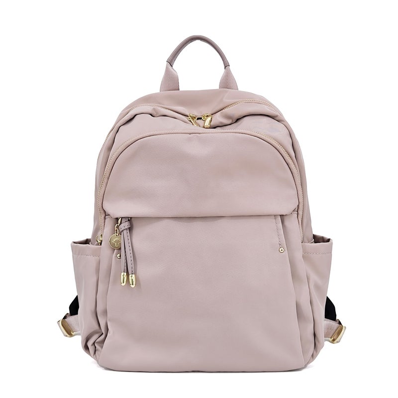 M-ioi-M Medium Backpack Purse for Women, Fashion Nylon Daypack with Gold Hardware, Lightweight Water-Resistant Rucksack for College, Work, Travel, Everyday Use, Fits 13â€“14" Laptop(Misty Mauve,Medium) - Image 1