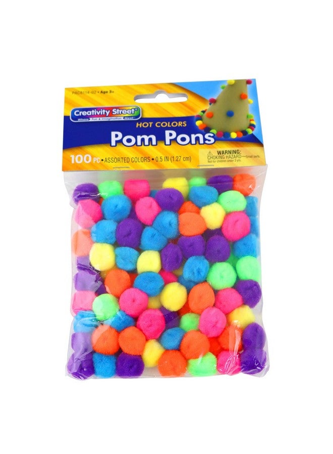 Creativity Street Hot Colors Pom Pons, 0.5-Inch, 100-Pack (AC8114-02) - Image 1