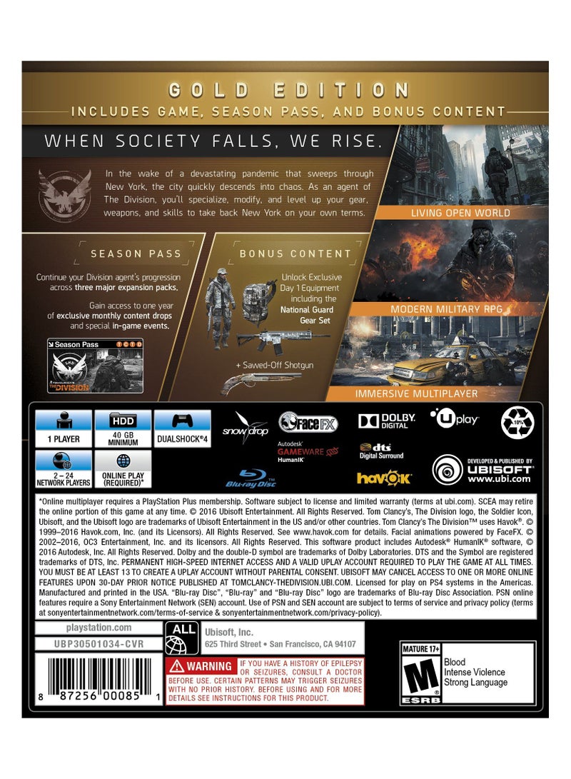Ubisoft Tom Clancy's The Division Gold Edition - PlayStation 4 - playstation_4_ps4 - Image 2