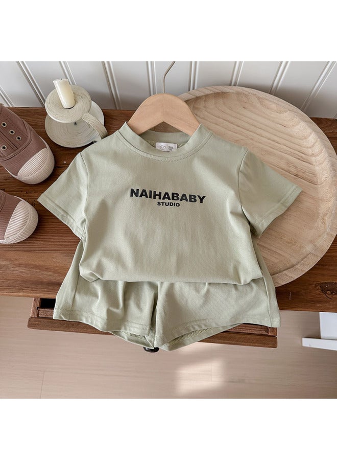 Children's Suit Summer Style Boys And Girls Loose Casual Comfortable Korean Style Printed Letter Sibling Outfit Sports Suit