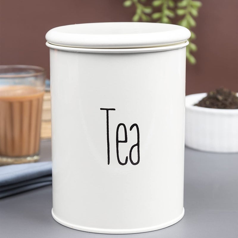 MARKET 99 Off-White Metal Tea Jar 900ml | Airtight Cylindrical Container with Lid for Kitchen Storage | Odour-Free Canister for Home, Office, Canteen | Elegant Organizer for Tea & Dry Items - Image 5