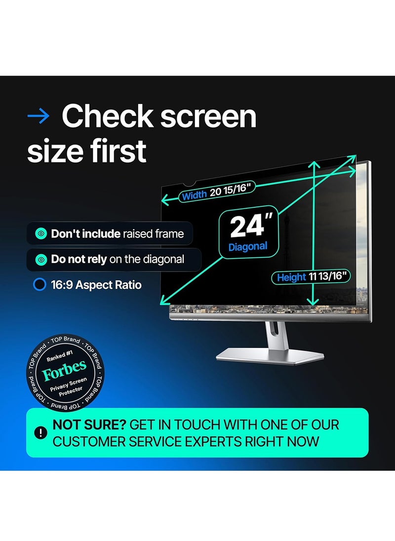 VINTEZ - VINTEZ 24 Inch Computer Privacy Screen Filter - 16:9 Aspect Ratio - for Widescreen Computer Monitor - Anti-Glare - Anti-Scratch Screen Protector Film for data confidentiality - Image 1