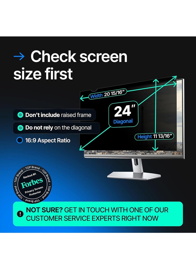 VINTEZ - VINTEZ 24 Inch Computer Privacy Screen Filter - 16:9 Aspect Ratio - for Widescreen Computer Monitor - Anti-Glare - Anti-Scratch Screen Protector Film for data confidentiality - Image 1