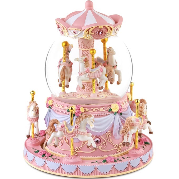 MRWINDER CAROUSEL MUSIC BOX SNOW GLOBE UNICORN HORSE MUSICAL BOXES WITH COLOR LIGHTS FOR GIRLS WOMEN DAUGHTERGIFT FOR ANNIVERSARY CHRISTMAS BIRTHDAY