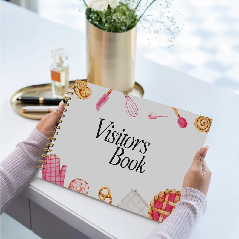 CHAARPAI Visitor Book – 8 x 12 Inches | Bakery Pattern Wire Bound Guest Register for Hotels, Offices, Exhibitions, Boutiques & Business Use | Medium Size Visitor Log Book for Reception & Front Desk - Image 3