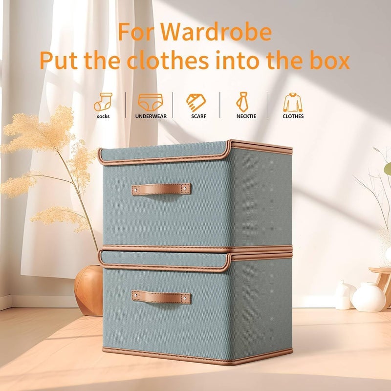 Luteti Luteti Collapsible Storage Box with Lid Fabric Storage Box for Clothes Wardrobe Storage 37 x 27 x 26 cm 1 Pack26 L Grey - Image 3