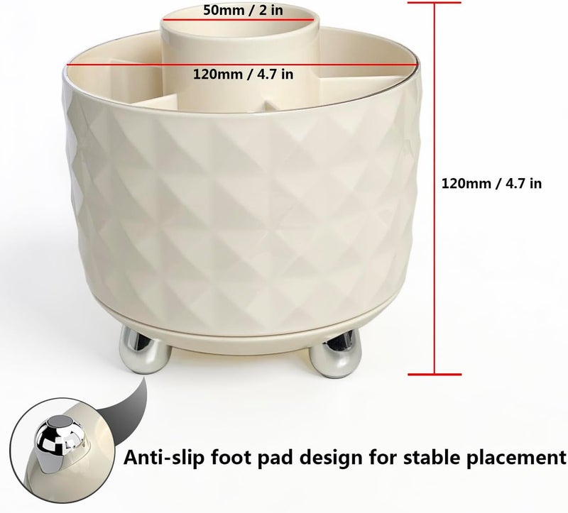 GOTOBA 360° Rotating Pencil Holder for Desk, Makeup Brush Holder with 6 Slots, Desk Organizer for Writing Utensil, Office and School Supplies (Milky White) - Image 4