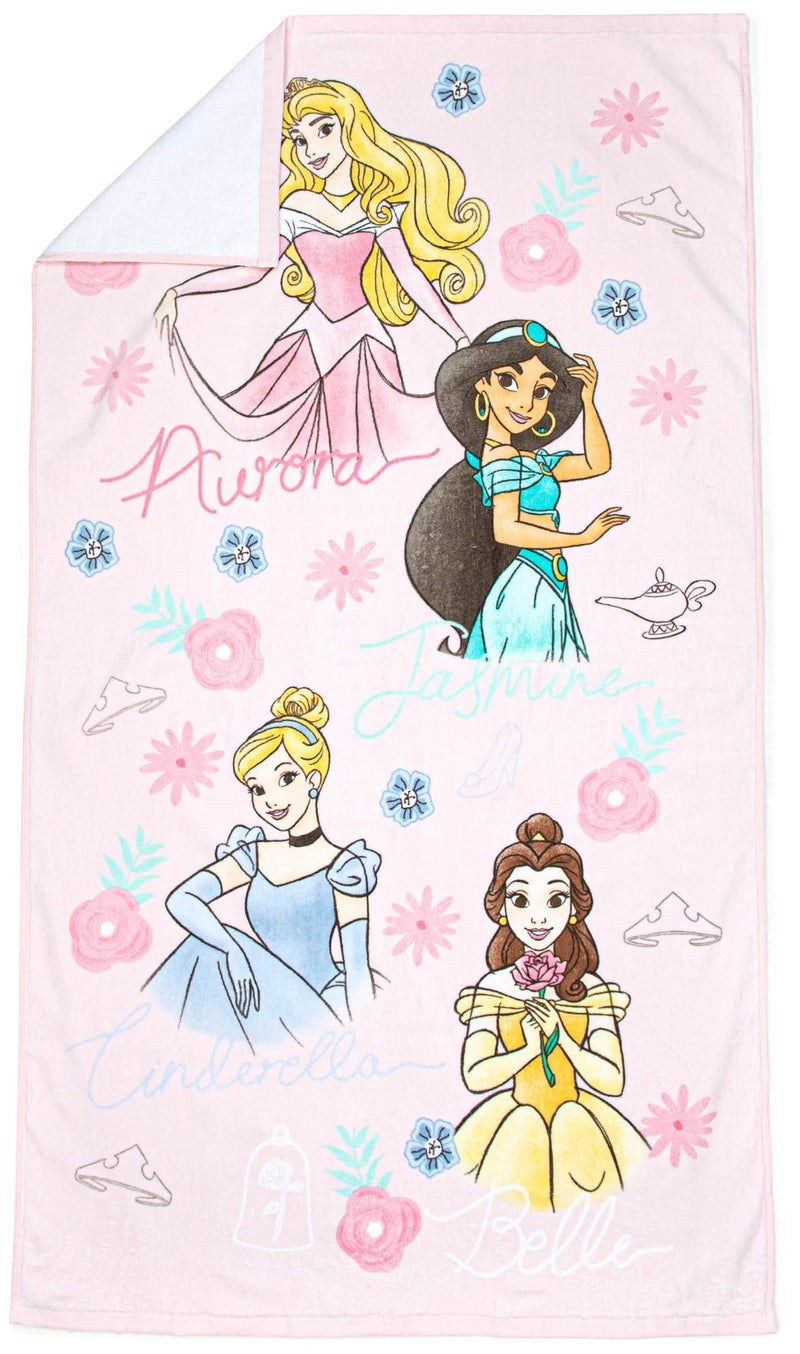 Jay Franco Disney Princess Charming Bath/Pool/Beach Towel Featuring Cinderella, Belle, Jasmine, & Aurora - Super Soft & Absorbent Fade Resistant Cotton, Measures 49 x28 inches Official Disney Product - Image 2