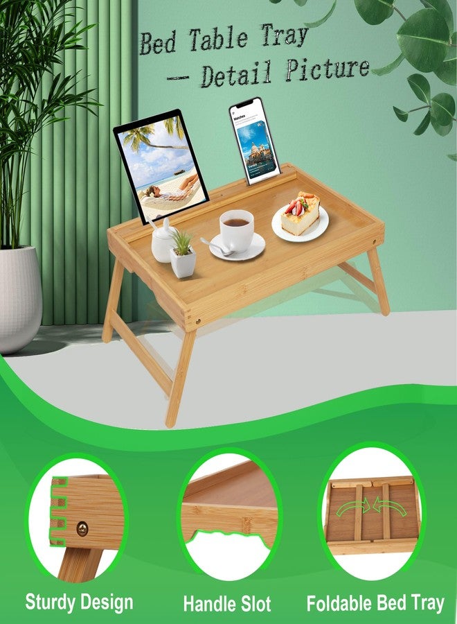 Asuthzon Bed Tray Table with Foldable Legs, Breakfast Food Trays for Eating on Couch with Media Slot for Bed, Eating, TV Tray, Kitchen Serving Tray(Bamboo, Medium) - Image 3