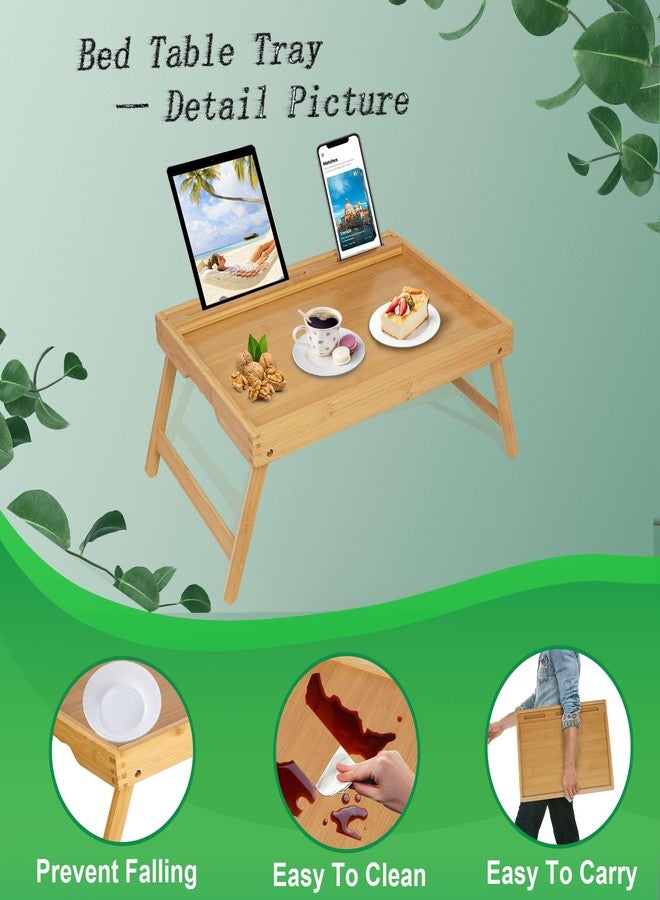 Asuthzon Bed Tray Table with Foldable Legs, Breakfast Food Trays for Eating on Couch with Media Slot for Bed, Eating, TV Tray, Kitchen Serving Tray(Bamboo, Medium) - Image 4