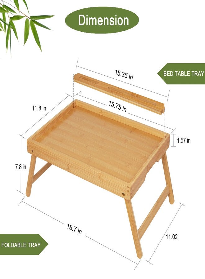 Asuthzon Bed Tray Table with Foldable Legs, Breakfast Food Trays for Eating on Couch with Media Slot for Bed, Eating, TV Tray, Kitchen Serving Tray(Bamboo, Medium) - Image 2