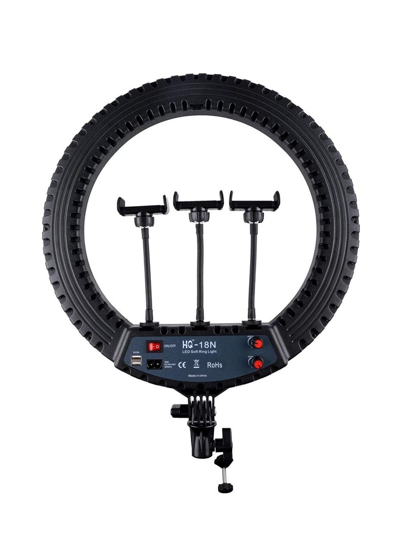 HQ - HQ-18N LED Ring Light For Vlogging Photography And Video Shooting With Remote Control Phone Clamp And  Tripod Mount - Image 1