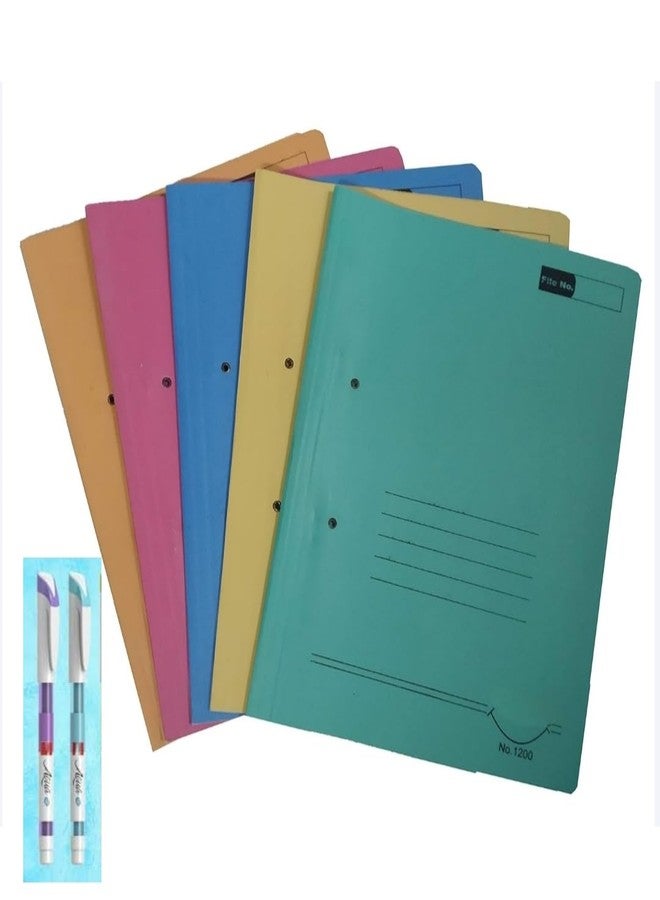ملفات داسناث كوبرا الربيعية، ملفات مكتبية، مجلدات ملفات للمكاتب والمدارس والكليات والمستندات المنزلية (عبوة من 5) + (مجموعة مجانية من قلمين حبر جاف). متعددة الألوان - Image 1