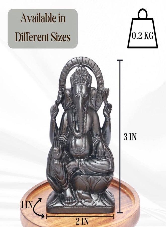 VintageBihar Handcrafted Ganesh murti on Pure Natural Black Stone Perfect Ganesha Idols ganpati Bappa murti Ganesh Idol for Home puja vinayagar Statue for Pooja Room. (Black, Height = 3 Inch) - Image 5