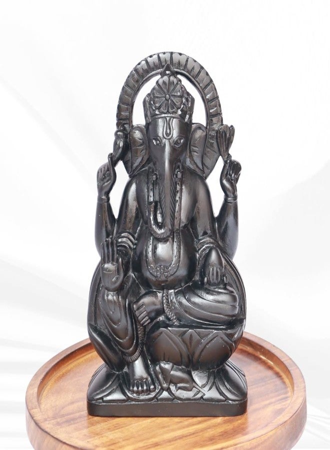 VintageBihar Handcrafted Ganesh murti on Pure Natural Black Stone Perfect Ganesha Idols ganpati Bappa murti Ganesh Idol for Home puja vinayagar Statue for Pooja Room. (Black, Height = 3 Inch) - Image 1