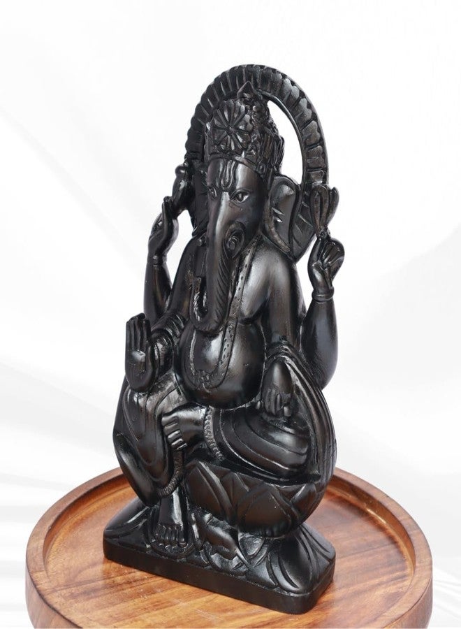 VintageBihar Handcrafted Ganesh murti on Pure Natural Black Stone Perfect Ganesha Idols ganpati Bappa murti Ganesh Idol for Home puja vinayagar Statue for Pooja Room. (Black, Height = 3 Inch) - Image 3