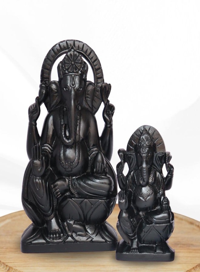 VintageBihar Handcrafted Ganesh murti on Pure Natural Black Stone Perfect Ganesha Idols ganpati Bappa murti Ganesh Idol for Home puja vinayagar Statue for Pooja Room. (Black, Height = 3 Inch) - Image 4