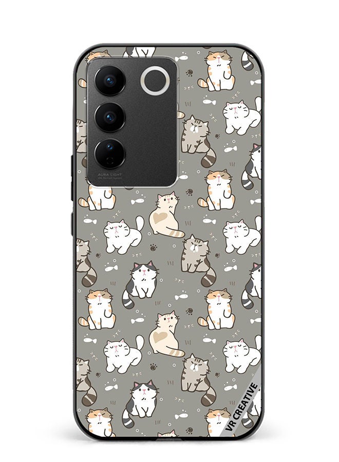 VR CREATIVE Protective Case Cover For Vivo V27e Cat Pattern Design Multicolour - Image 1