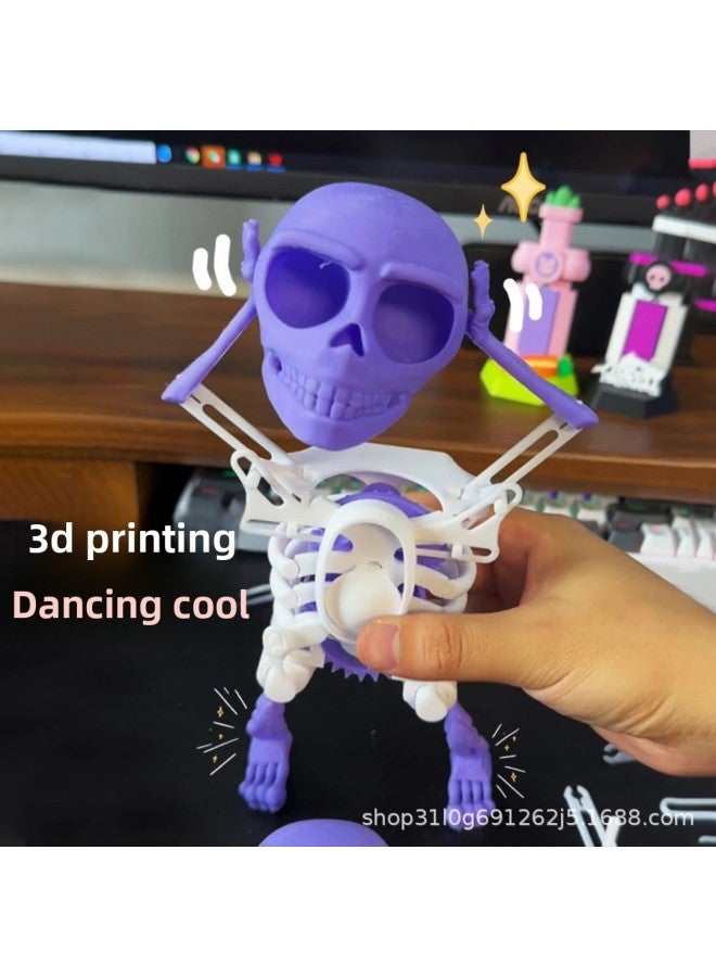 Loquat Swing Dance Ornaments Small Toy Skull Coil Toy 3D Skull Man Fun Printing-Color:Skeleton Dancing 【purple And White】 17cm - Image 4