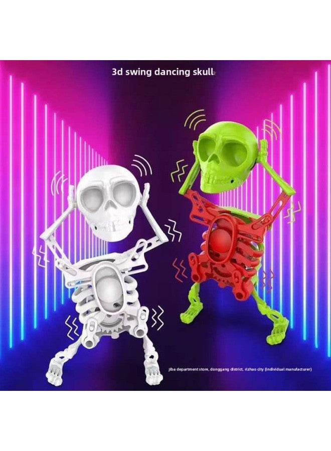 Loquat Swing Dance Ornaments Small Toy Skull Coil Toy 3D Skull Man Fun Printing-Color:Skeleton Dancing 【purple And White】 17cm - Image 2