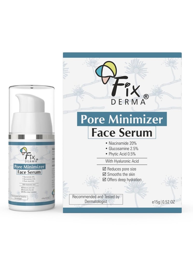 FIXDERMA Fixderma 20% Niacinamide Serum for Face for Pore Minimizer with 2.5% Glucosamine & Hyaluronic Acid Serum | Open Pores Serum | Hydrating Serum | Face Serum for Men & Women - 15g  - Image 1