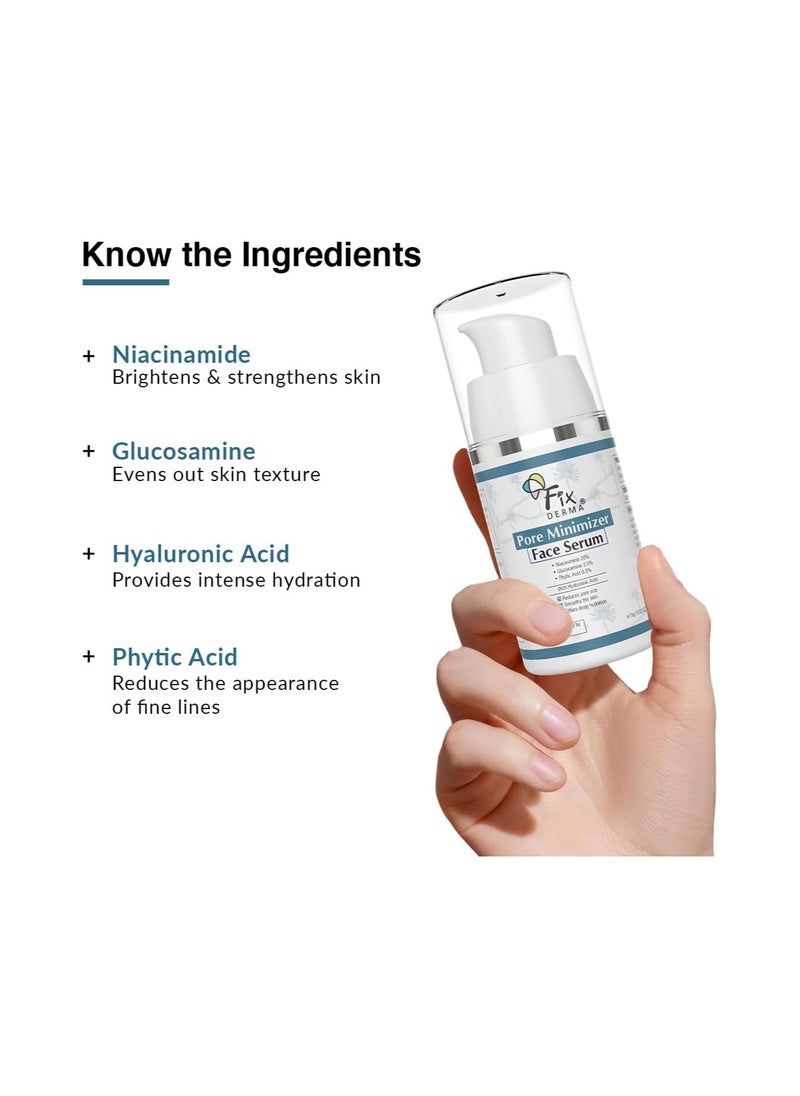FIXDERMA Fixderma 20% Niacinamide Serum for Face for Pore Minimizer with 2.5% Glucosamine & Hyaluronic Acid Serum | Open Pores Serum | Hydrating Serum | Face Serum for Men & Women - 15g  - Image 4