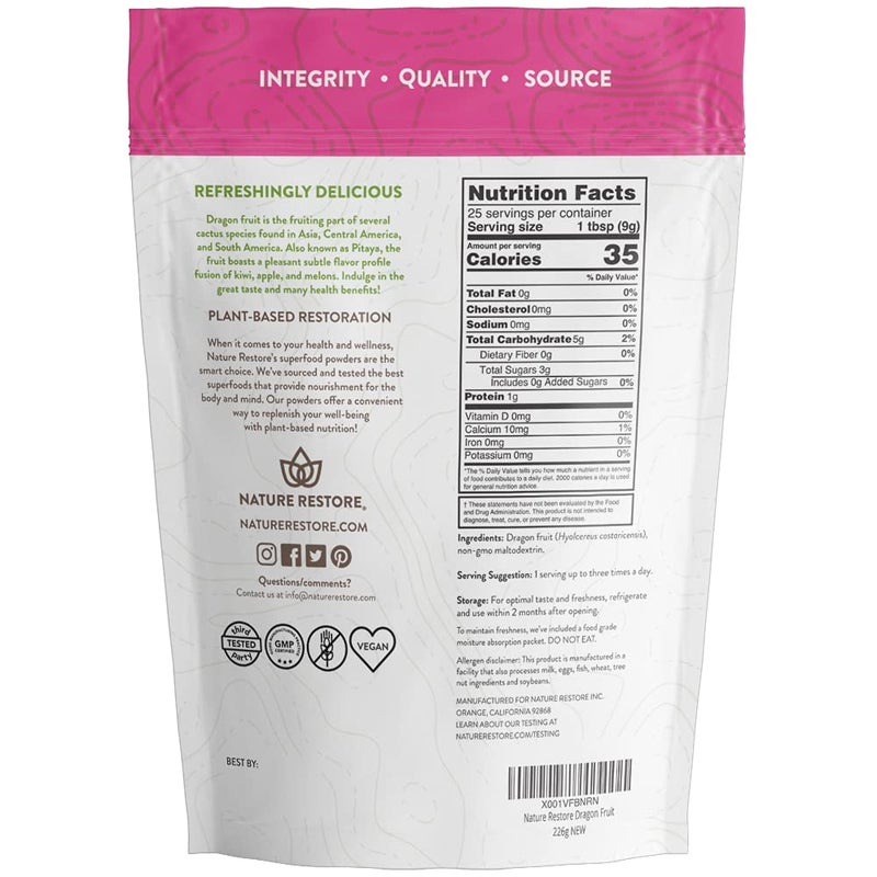 Nature Restore Pink Pitaya Powder, 8 Ounces, Non GMO, Gluten Free, Vegan, Packaged Locally in California - Image 5