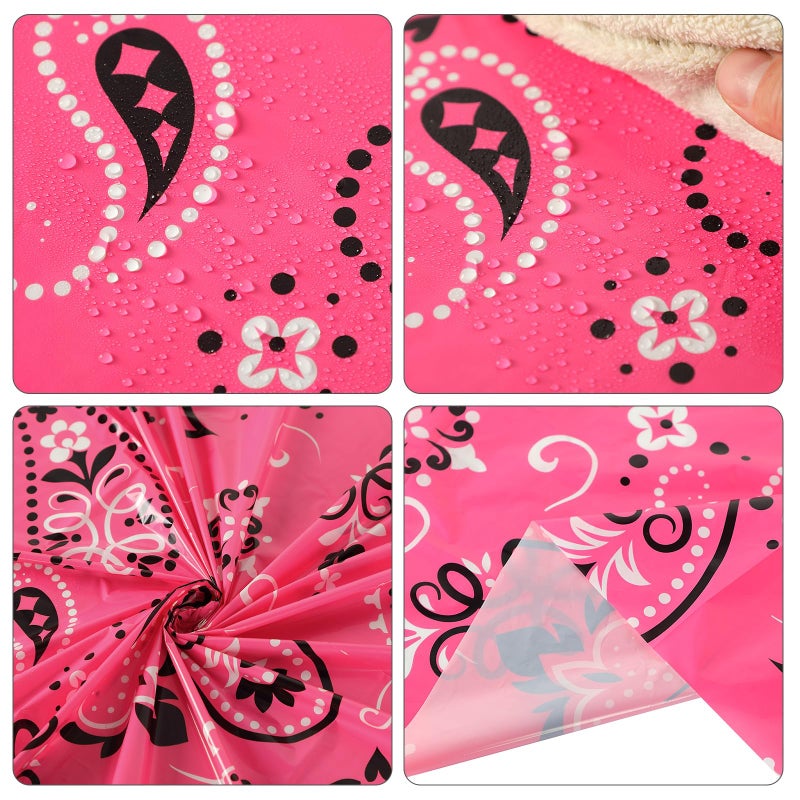 اودين Oudain 6 PCS Bandana Party Tableroths 54 × 108 بوصة من البلاستيك الحزب الغربي المائدة باندانا بيزلي تغطية طاولة القماش روديو لغرب المستلزمات المكسيكية الغربية (الوردي) - Image 3