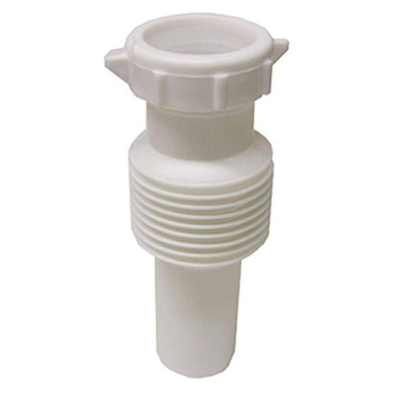 LASCO 034319 أنبوب بلاستيكي أبيض مرن قابل للتمديد بطول 112 بوصة مع وصلة منزلقة وصمولة وغسالة