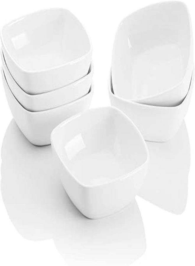 AKDC , 6-Piece 4" (10Cm) Square Ramekins Ivory White Porcelain China Ceramic Cream White Dishes(Set Of 6) (Color : Cream White, Size : Set Of 6-10 X 10 X 2.8Cm) - Image 1