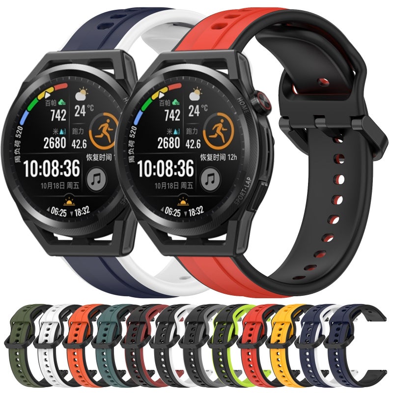 erorex For Huawei Watch Gt Runner 22Mm Convex Loop Two-Color Silicone Watch Band(Black+White) - Image 3