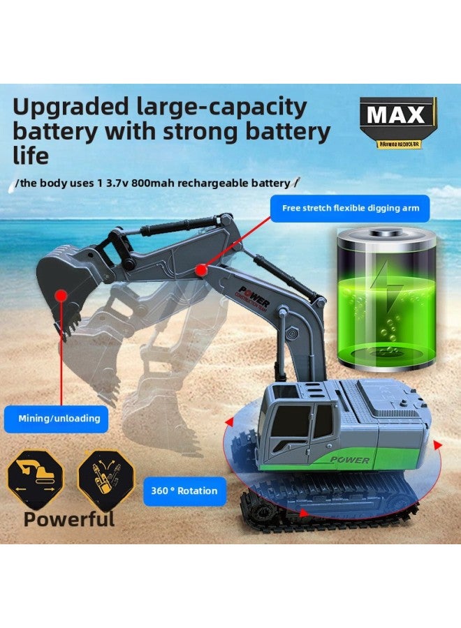 Large Remote Control Excavator Toy Car Boy Alloy Engineering Car Children's Rechargeable Electric 6-way Excavator Cross-border-Color:Alloy Remote Control Excavator 6 Channel-yellow-Proportion:【high】 With 3 Lithium Battery Charging Line - Image 4