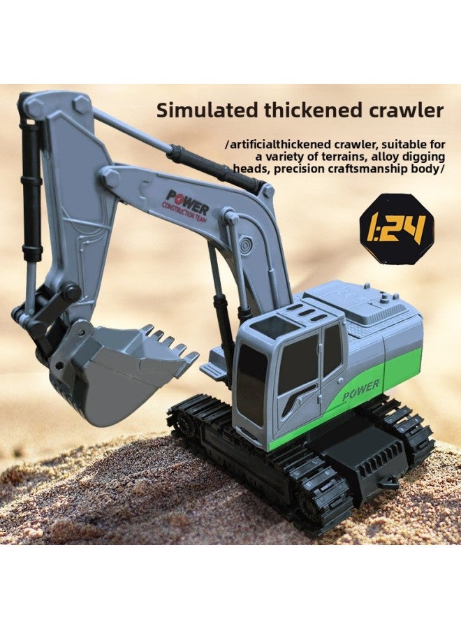 Large Remote Control Excavator Toy Car Boy Alloy Engineering Car Children's Rechargeable Electric 6-way Excavator Cross-border-Color:Alloy Remote Control Excavator 6 Channel-yellow-Proportion:【high】 With 3 Lithium Battery Charging Line - Image 3